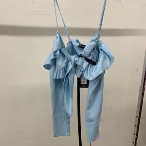 BABY BLUE LONG SLEEVE CROP TOP